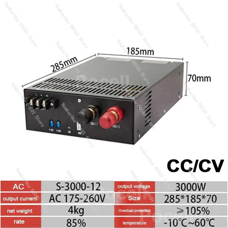 3000W high power switching power supply 12V 24V 36V 48V 60V 80V 110V 50A 60A 200A 125A CC/CV adjust 3000w display