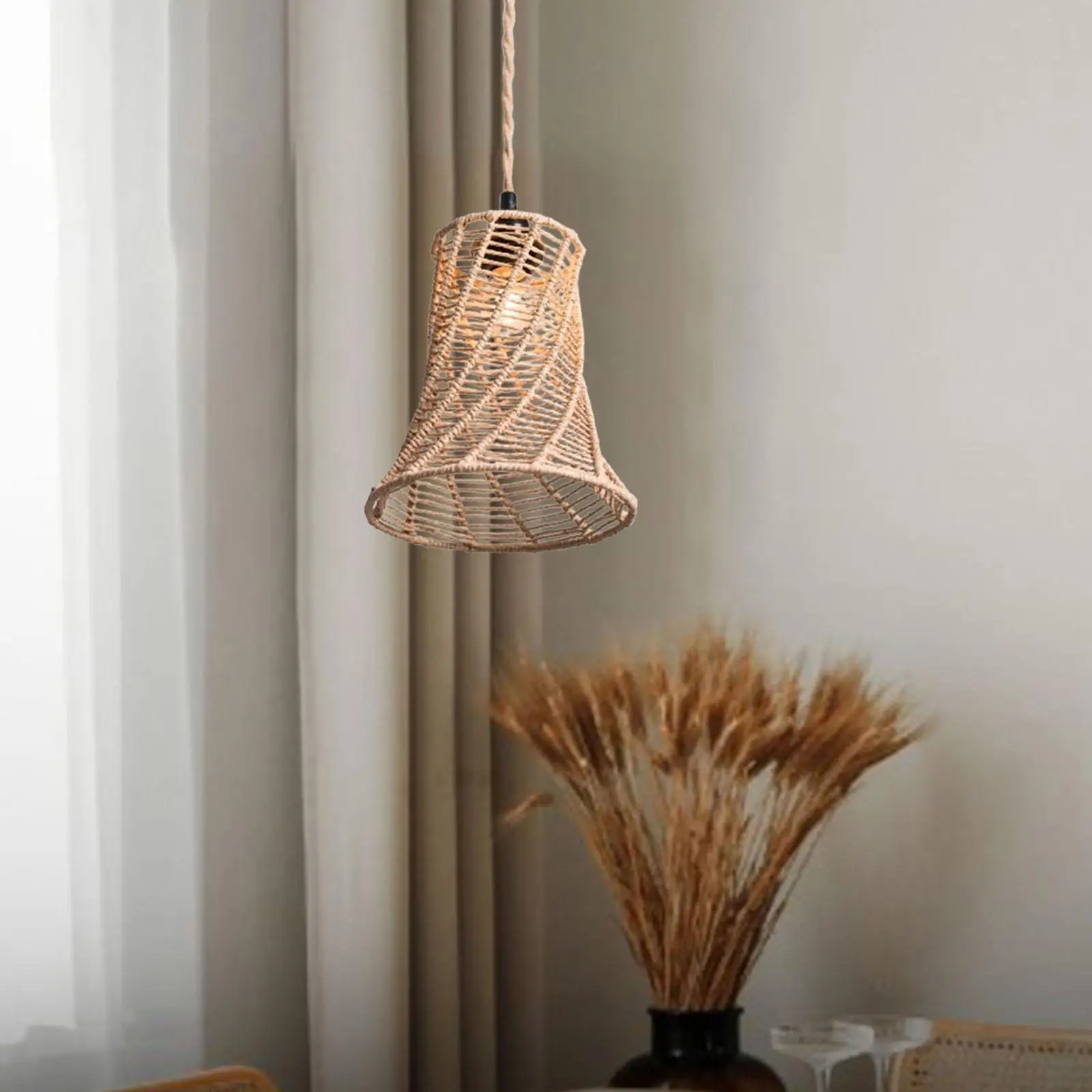 Paper Rope Lamp Shade Unique Pendant Light Cover for Kitchen Cafe Farmhouse