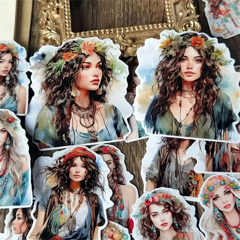 Lovely Persian Mian tribe girl Hand Account Stickers Cute Mobile Phone Tablet Ins Wind Character Decoration  Material Stationery