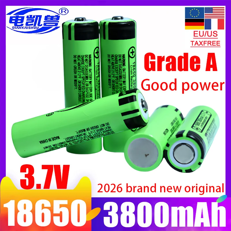 2-100 Stuks 18650 Lithium Batterij 3800 Mah 2026 Nieuwe A-Klasse 3.7V 11A 18650 Platte Kop Puntige Tip Zaklamp Oplaadbare Batterij