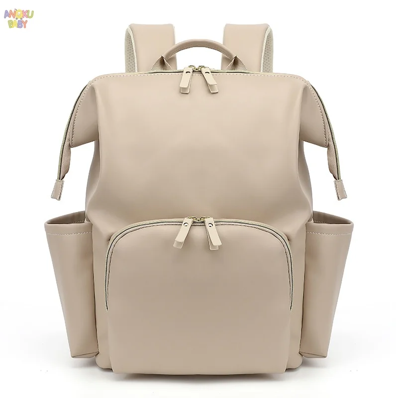 PU Leather Diaper Bag Waterproof Baby Backpack Large Capacity Maternity Bag with Organized Storage Baby Nappy Bag for Stroller