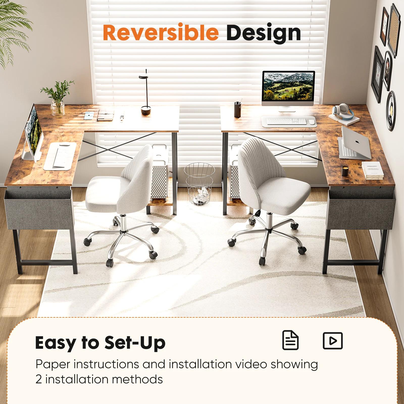 โต๊ะคอมพิวเตอร์สำนักงานรูปตัว  - L Shaped Desk Setup บทวิจารณ์และราคา