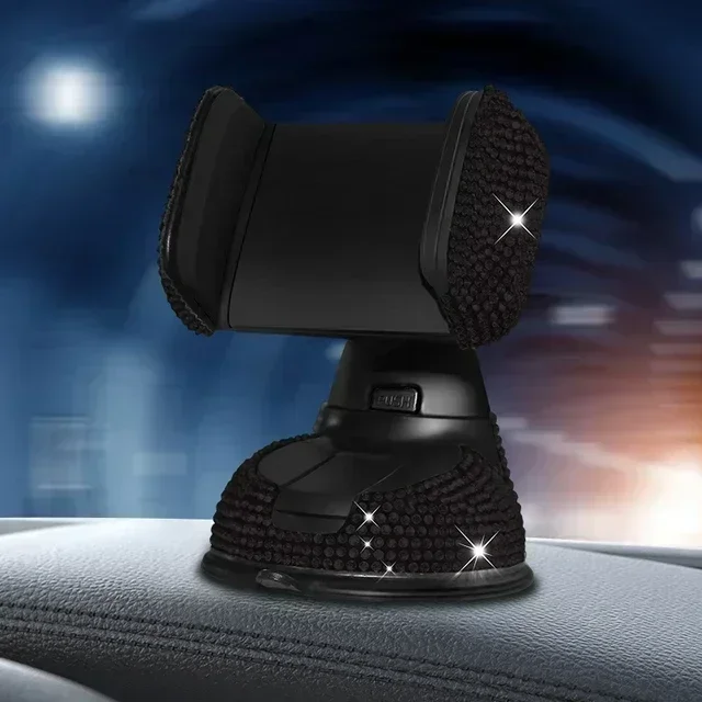Rhinestone Crystal Auto Telefoonhouder Telefoonbevestiging Roze Flexibele Tafelstandaard Bling Autoaccessoires Interieur voor Vrouwen