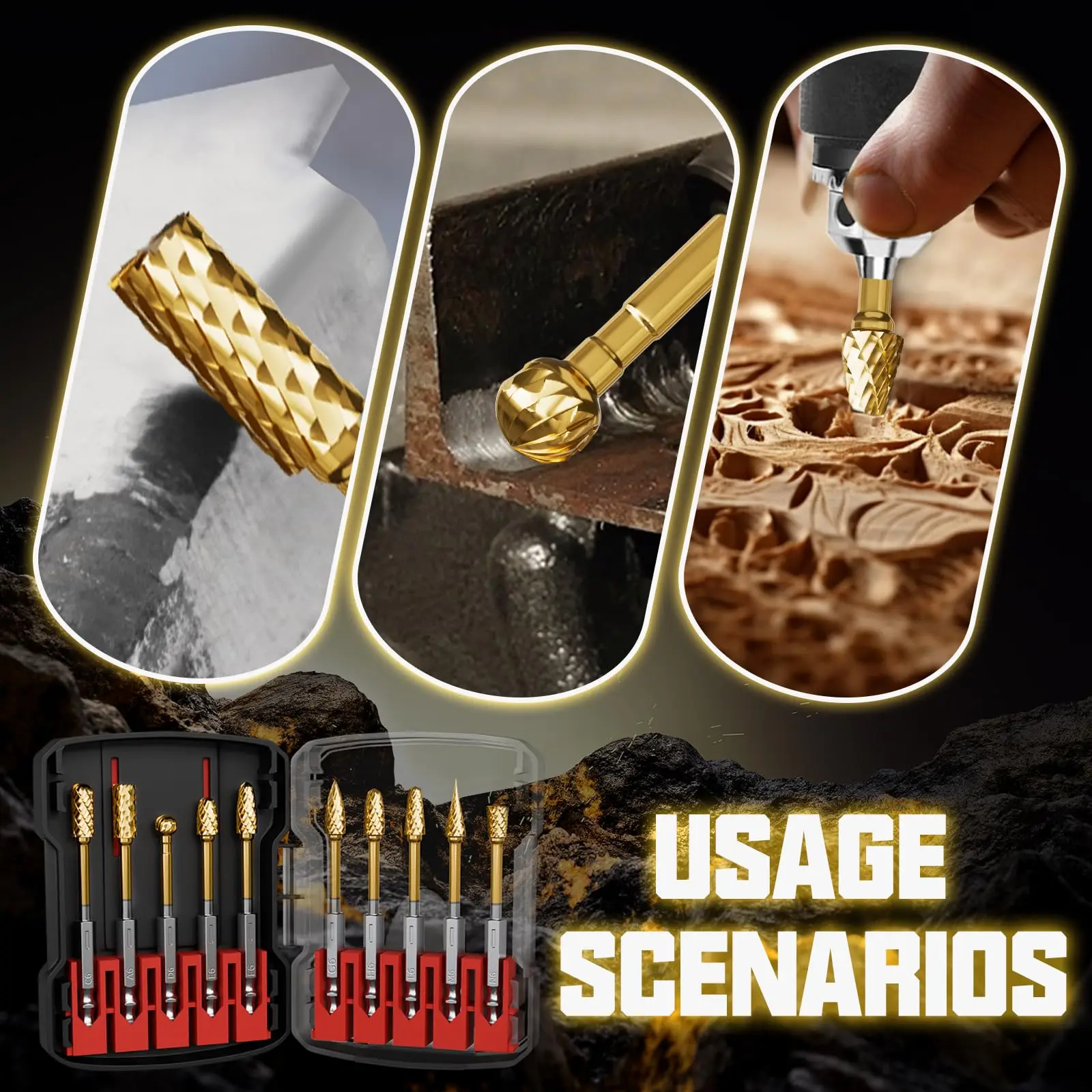 

10 шт., набор фрез из карбида титана для шлифовальных бит для обработки пресс-форм, художественная гравировка, фрезы для обрезки металла Re