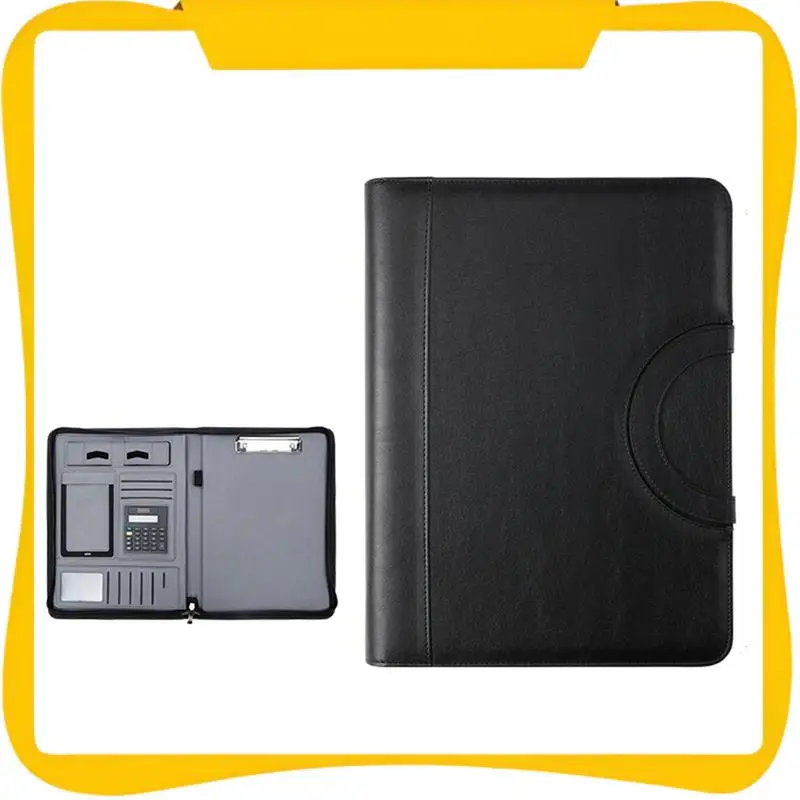 Portable Business Padfolio Portfolio Case Contract File Folder A4 Conference Folder PU Leather Portfolio Folder