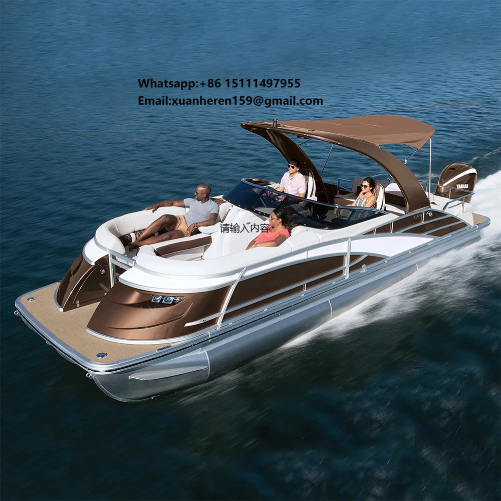 2025 Kinocean Luxury Bimini Top Pontoon Boat Aluminum Hull Sport and Fishing Yacht for Sale for Party & Outdoors