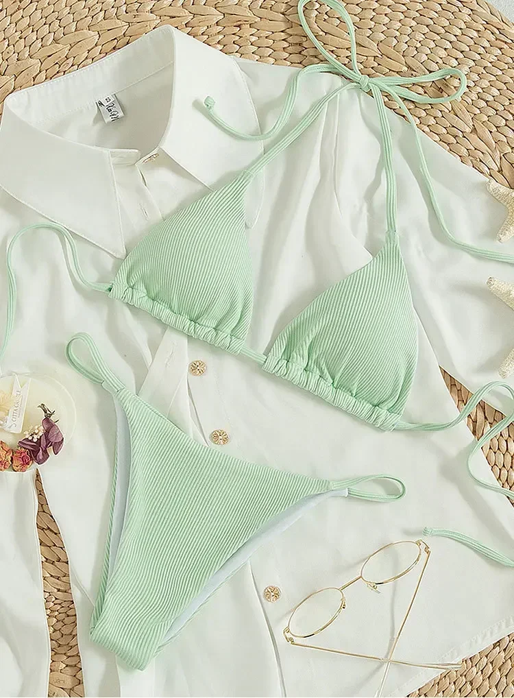 2025 Pad Bikini Set Beach Triangle Swimwear Women XS-L Maio Biquinis Swimsuit Tankini Femme Badpak Dames Mujer купальники