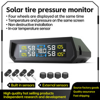 External/Internal Sensor TPMS Waterproof Digital Display Tire Pressure Monitoring System Wireless Solar/USB Powered 4 Sensors