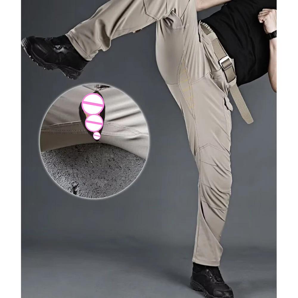 Invisible Open Crotch Outdoor Sex Hiking Overalls Men's Tactical Training Pants Exotic Quick-drying Trousers Summer Trip
