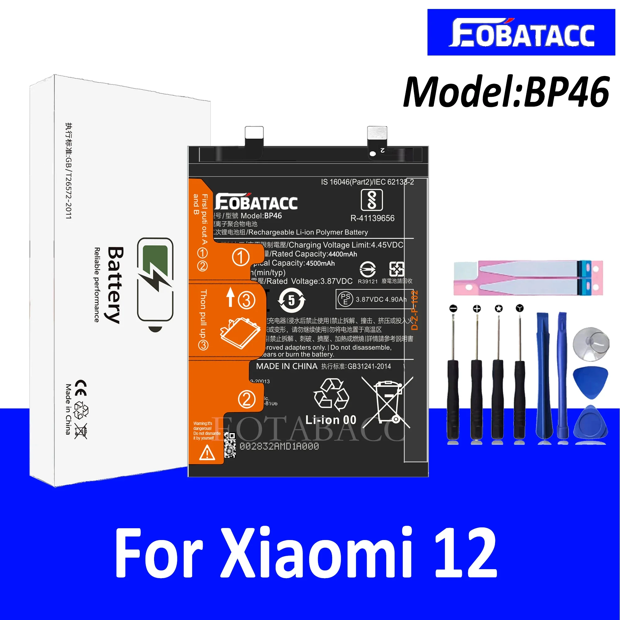 

EOTABACC 100% New Original Battery BP46 For XIAOMI 12 Battery +Tools