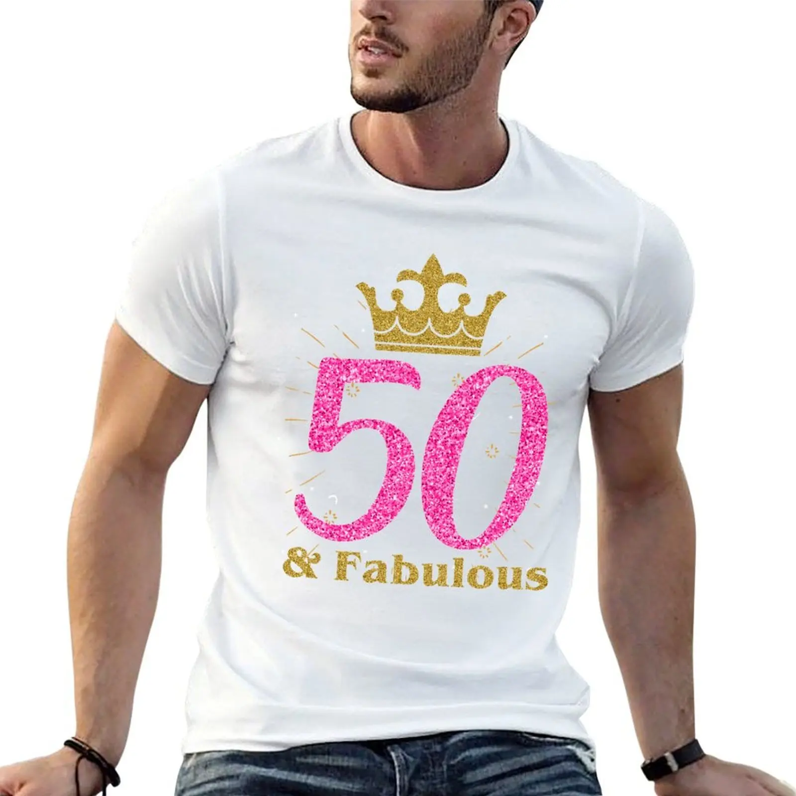 

50th & Fabulous Art | Queen Ladies' B-day Women Art Gift T-Shirt t shirt man cotton t shirts for man pack cotton T-Shirt