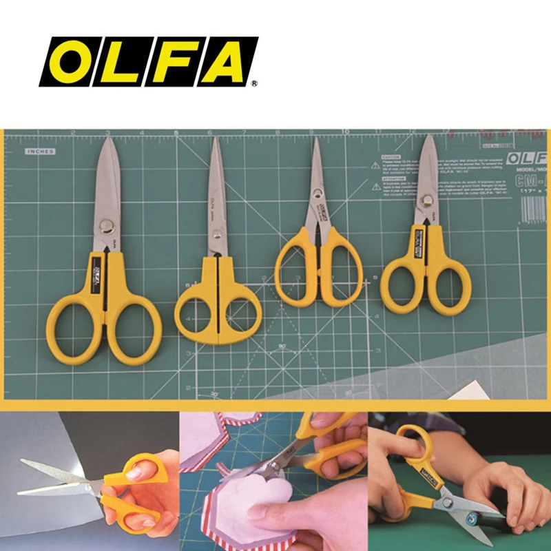 OLFA SCS-3 Fine Serrated Blade Multi-purpose Scissors Stainless Steel Serrated Anti Slip Scissors Fabric Paper Shearing Tools