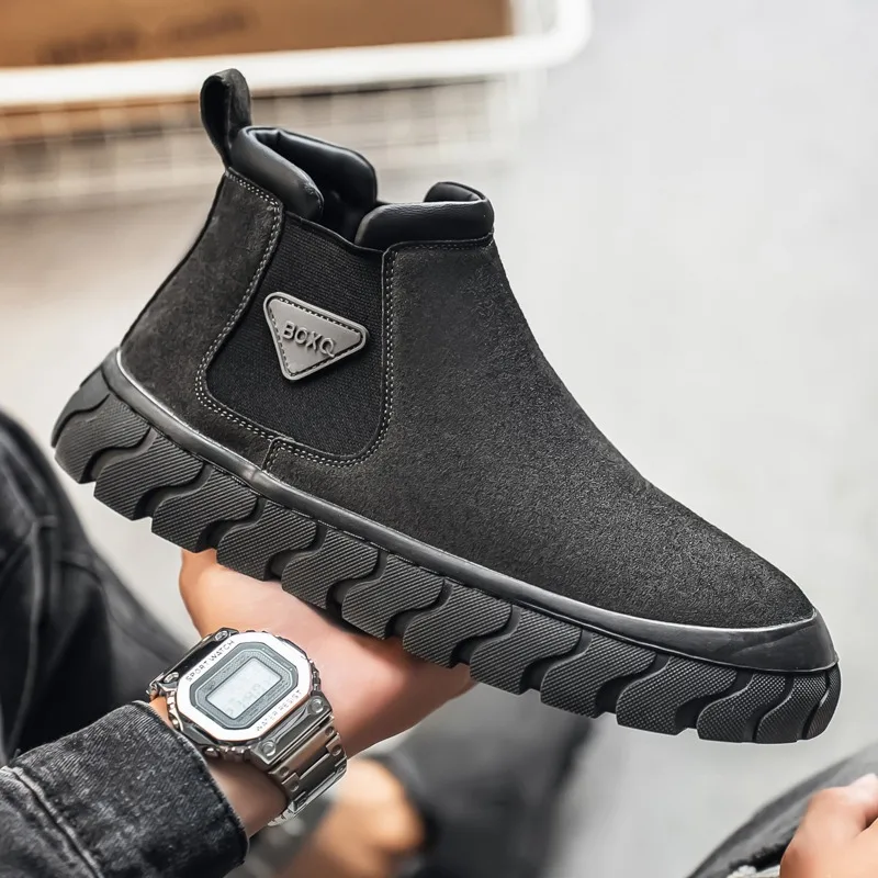 

New Retro Versatile Casual Bestseller for Autumn and Winter High-quality Large-sized Men's One-step Flat Mid-top Work Boot