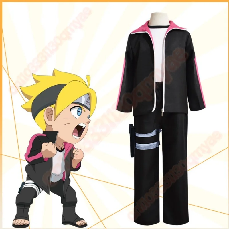 

Uzumaki Boruto Anime Cosplay Costume Black Coat Headband Suit for Men Boys Halloween Accurate Size next Generations Comic