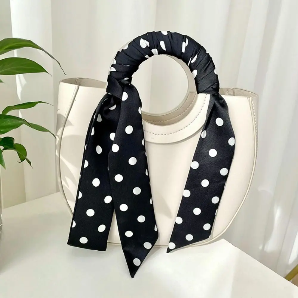 Sweet Ribbon Polka Dot Scarf Retro Printed Scarf Headband Hair Accessories Korean Style Long Scarves Sun Hat Trim Decoration