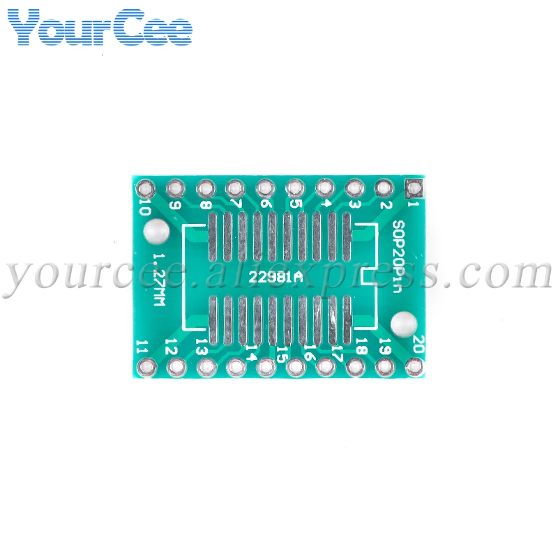 5PCS SOP20/SSOP20/TSSOP20 to DIP20 0.65/1.27mm Transfer Board Adapter PCB Pinboard Pin IC Test Plate