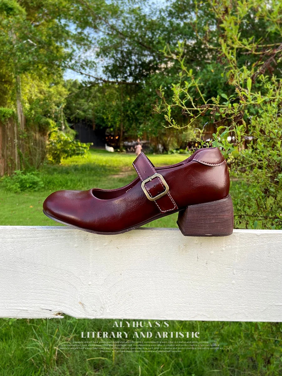 

Elegant Mary Jane Ballet Flats Women's Court Style Leather Shoes Fashionable Single Shoes Ladies' Heightening Effect Shoes