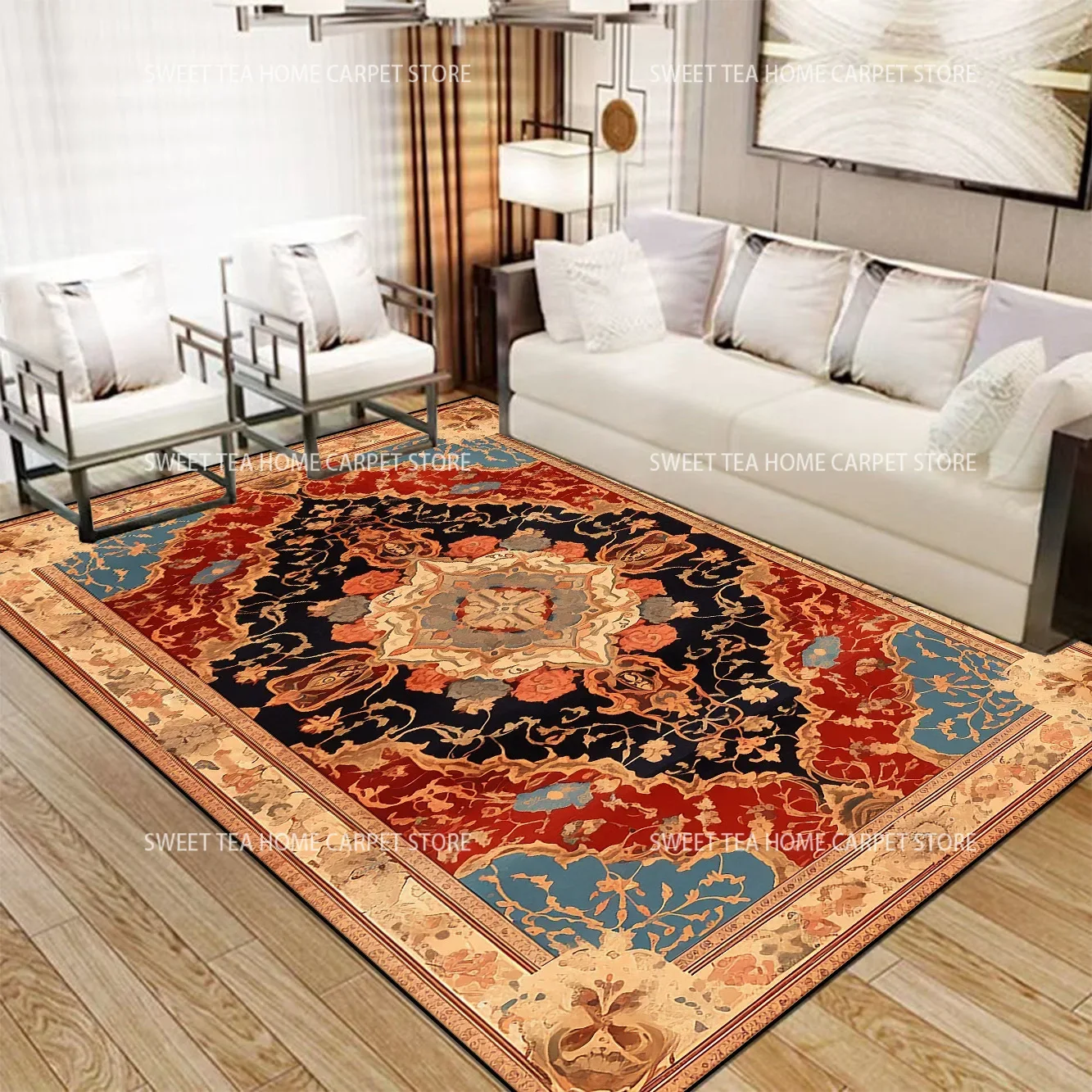 Persian Luxury Red Carpet Living Room Large Size Rug Non-slip Coffee Tables Mat Home Decoration Bedroom Lounge Rug Tapis Salon