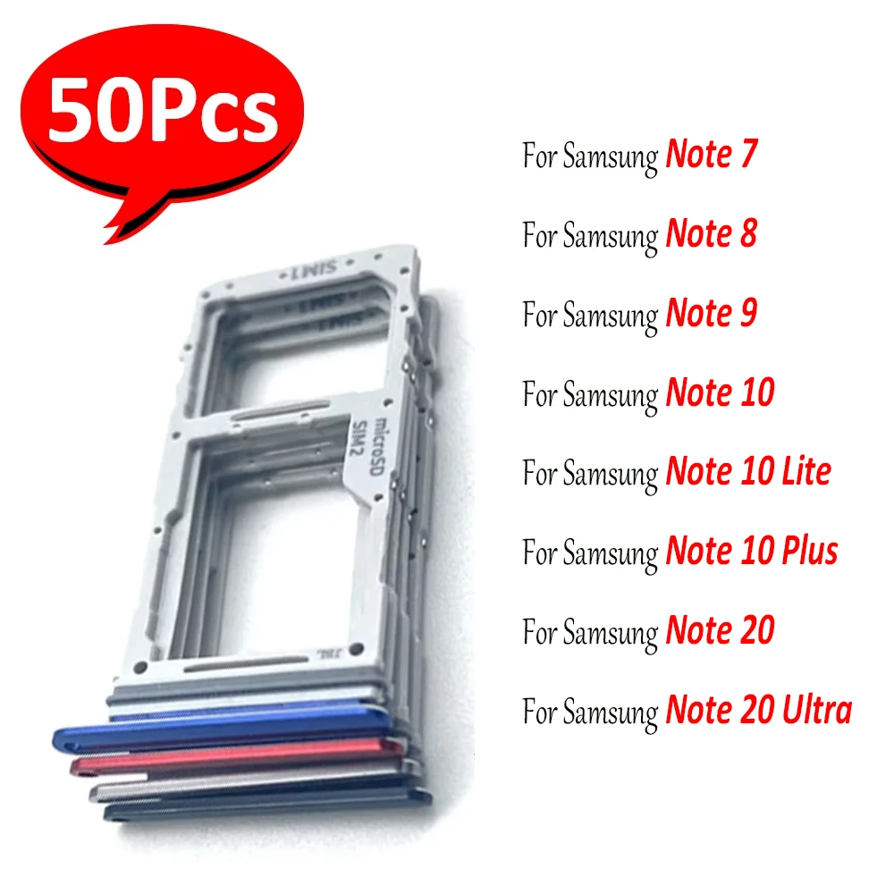 50Pcs，NEW SIM Card Holder Tray chip slot drawer Holder Adapter Socket Parts For Samsung Note 7 8 9 10 Plus Lite 20 Ultra