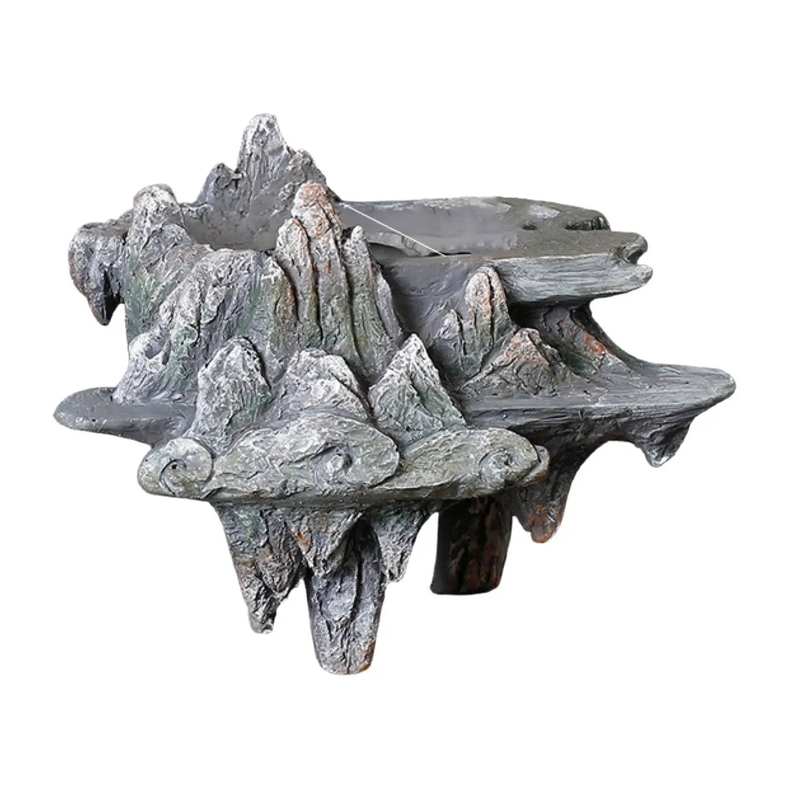 Resin Flowerpot Chinese Art Figurine Rockery Planter Bonsai Pot Hand Painted Decorative Vase for Bedroom