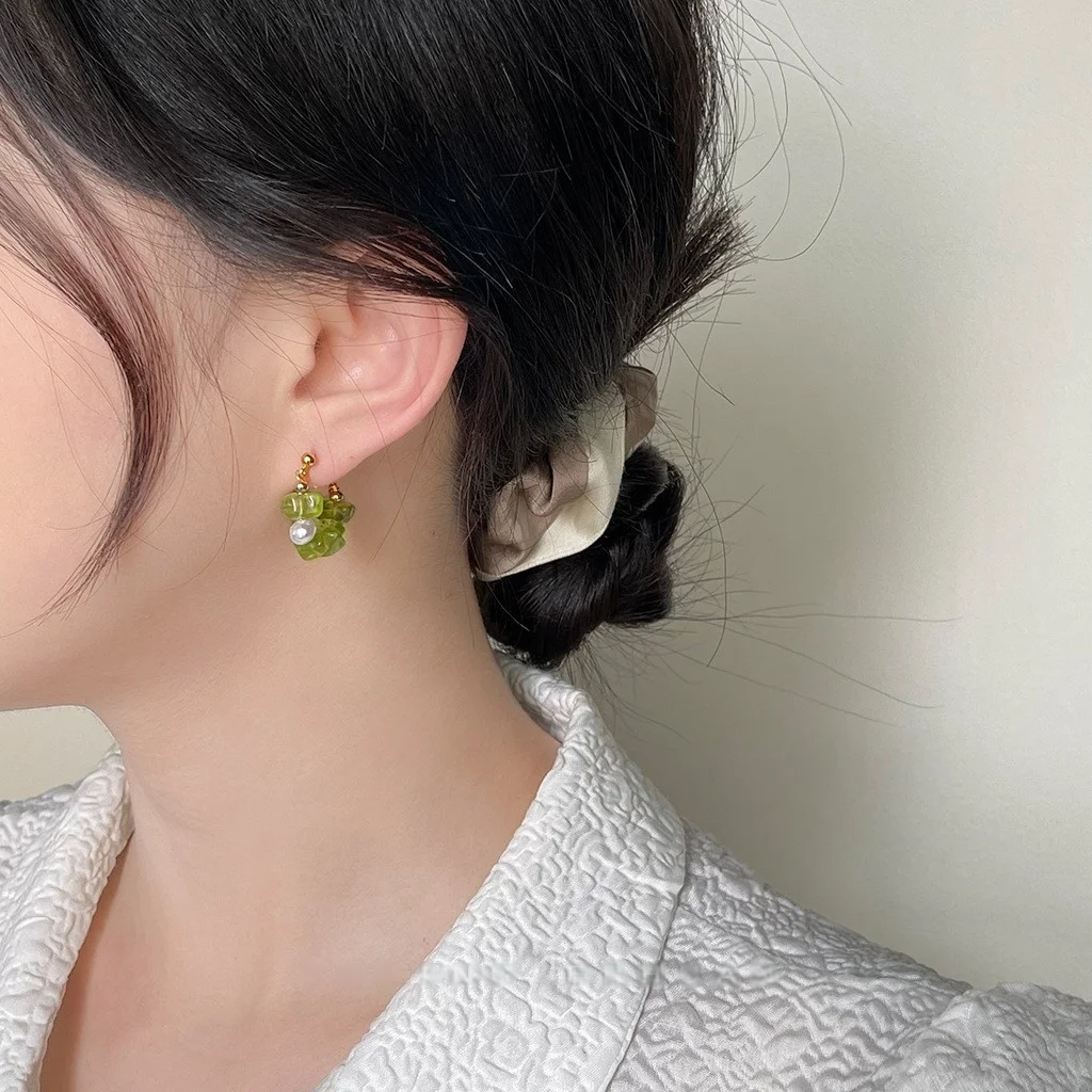 2025 Fresh handmade freshwater pearl natural stone new silver needle earrings women's personality earrings jewelry gifts