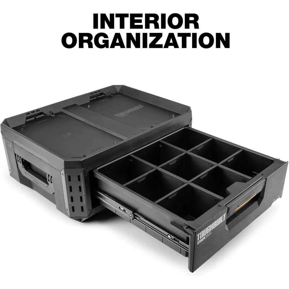 Ящик для инструментов StackTech с 1 ящиком, сверхмощный портативный ящик для инструментов, вместимость 50 фунтов — штабелируемый ящик для инструментов, органайзер для хранения