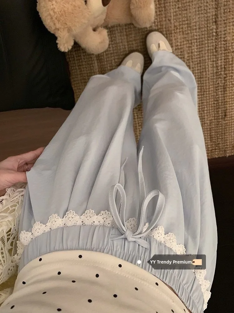 

Повседневные брюки с рюшами и пэчворком, на эластичном поясе, с широкими штанинами, женские, модный дизайн, весенняя новинка