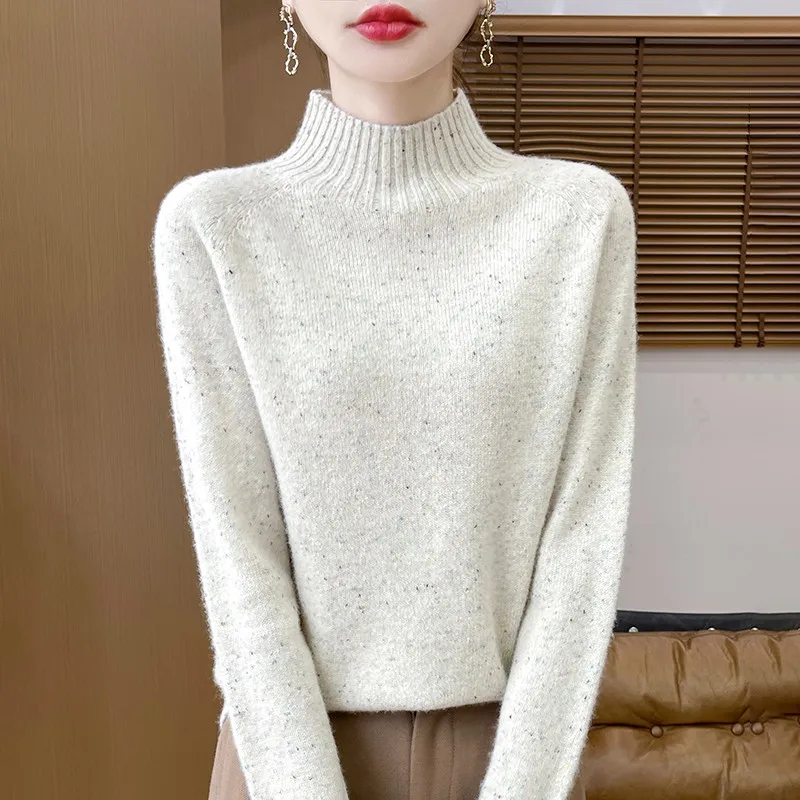 Maglione di lana caldo di moda di fascia alta invernale Maglione pullover a maniche lunghe Maglione di lana semplice di lusso leggero Maglione caldo-WQ286