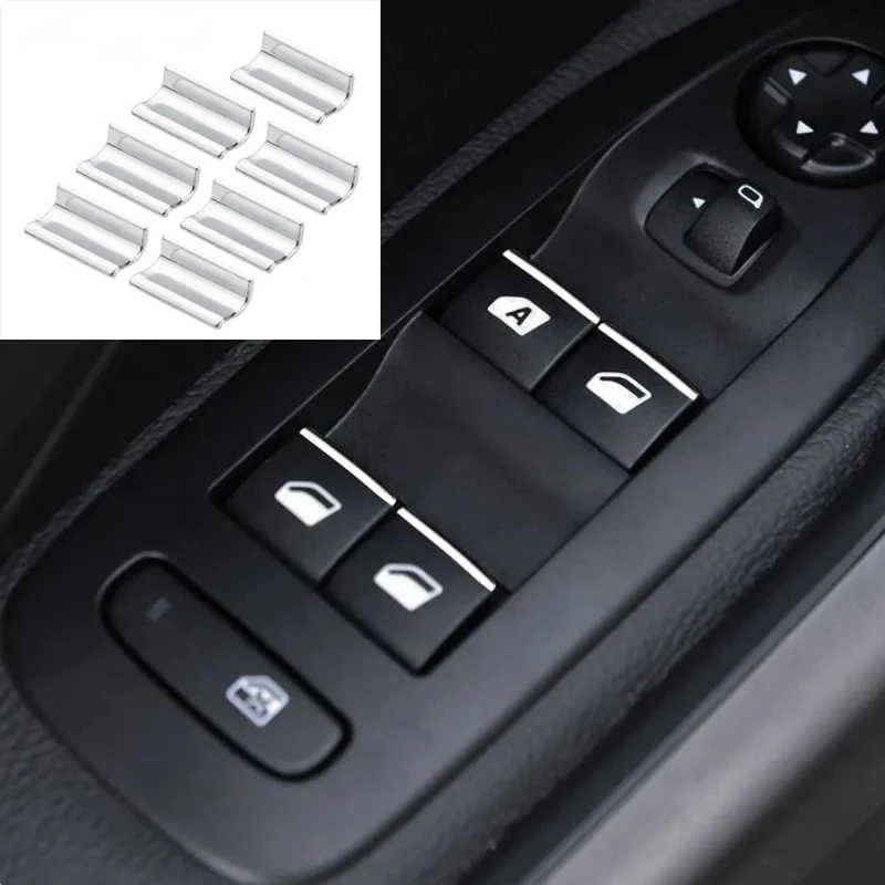 

A Little for Peugeot 2008 208 3008 408 508 301 308 for Citroen C4L C-QUATRE C5 Chrome Door Window Lift Button Switch Sequin Trim