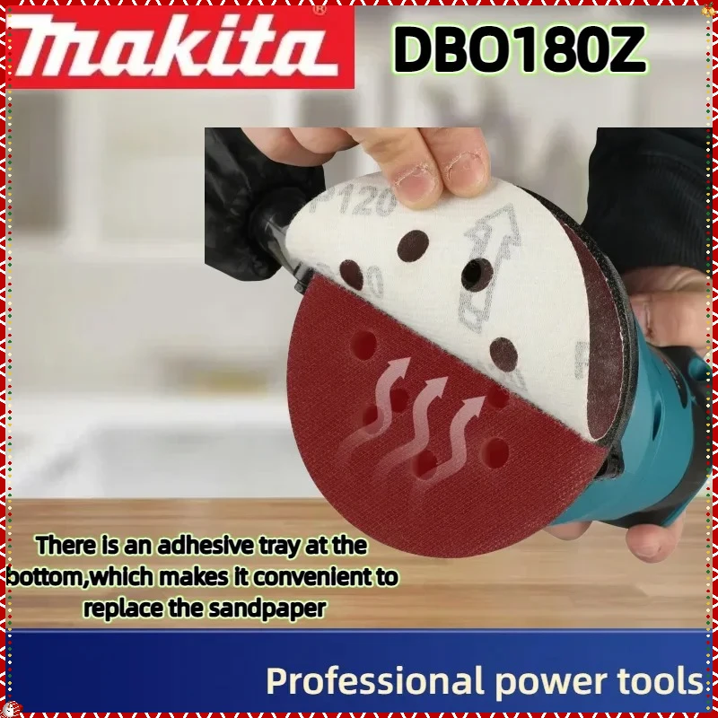 เครื่องขัดกระดาษทรายแบบวงโคจรไร้สาย Makita DBO180Z แบบไร้แปรงถ่าน สำหรับงานไม้ ขัดโป๊ว ขัดเงา (เฉพาะตัวเครื่อง)