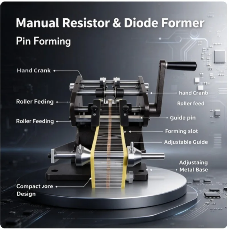 Hand Crank Tape Component Forming Machine, Type Horizontal Resistor Diode Cutting Former for Strip Electronic Parts Processing