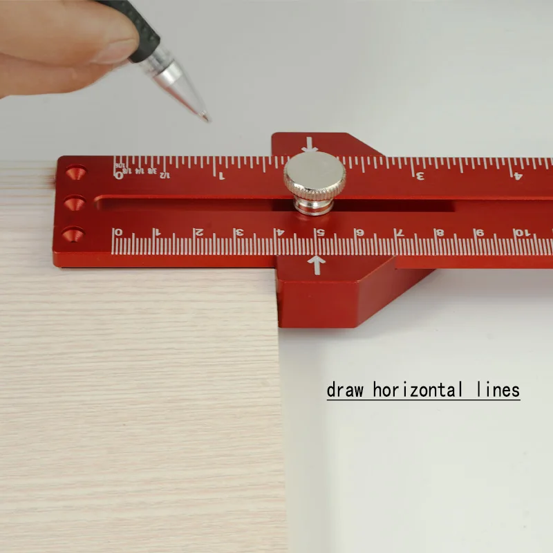 Woodworking  10 inch Line Ruler Positioning T-Type Line  45 Degree 260mm Scriber Gauge Aluminum Alloy For DIY Measuring Tools