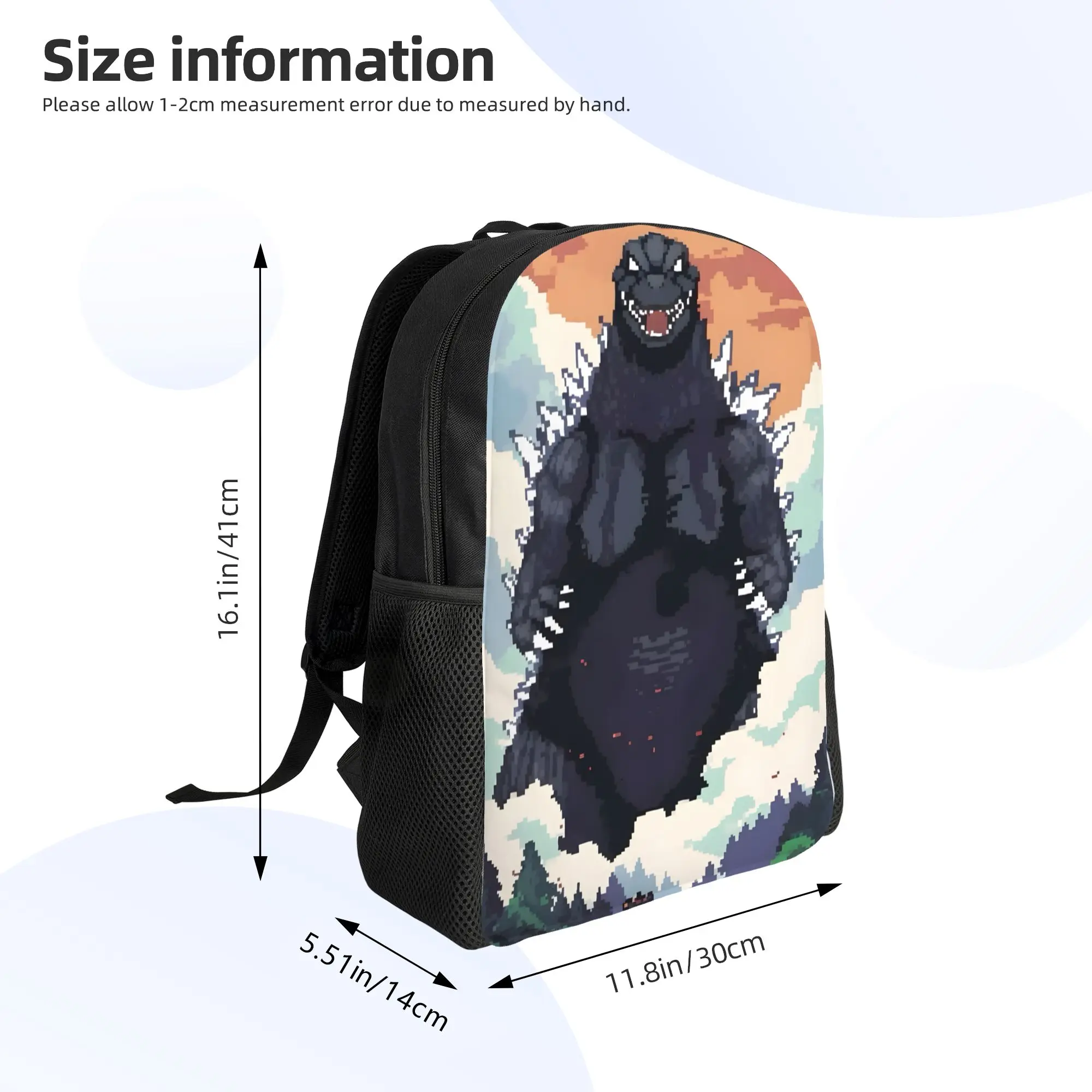 1Piece Godzilla Laptop Bag Pixel Kaiju Backpack New Semester Begins view 6