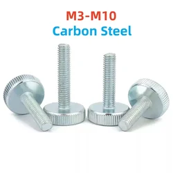 M3 M4 M5 M6 M8 M10 Carbon Steel Knurl Flat Head Hand Tighten Thumb Screw Adjust Thumbscrew Toolless