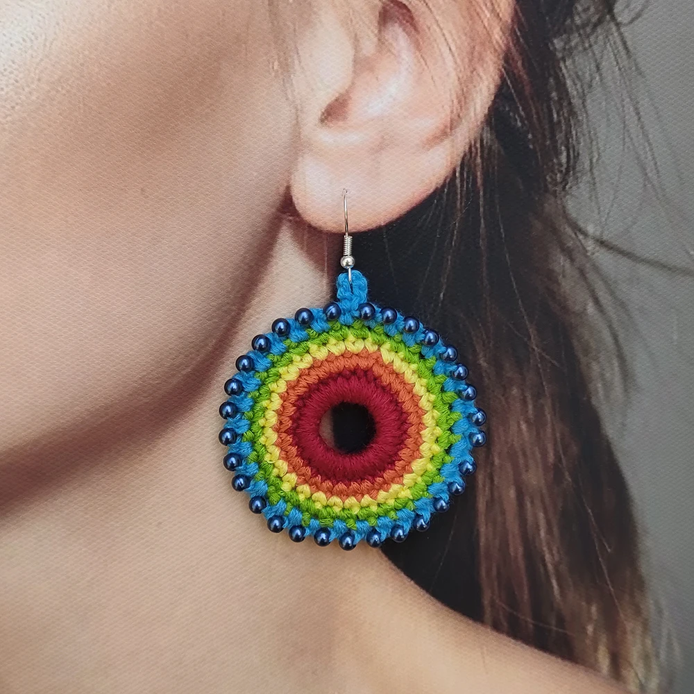 2024 New Original Rainbow Earrings Unique Handmade Woven Accessories Jewelry Essential Items For Daily Vacations