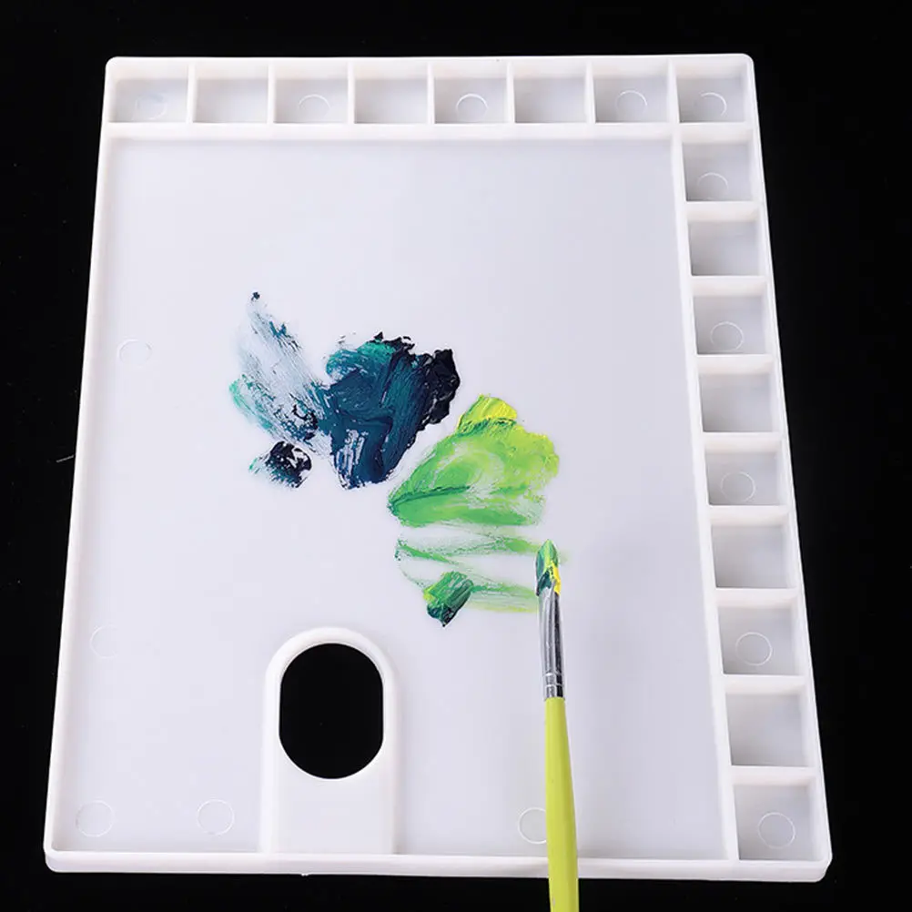 

3Pcs Color Mixing Plates Plastic Paint Trays 17 Grid Palette for Watercolor Acrylic Pigment Mixing Watercolor Paints Plates