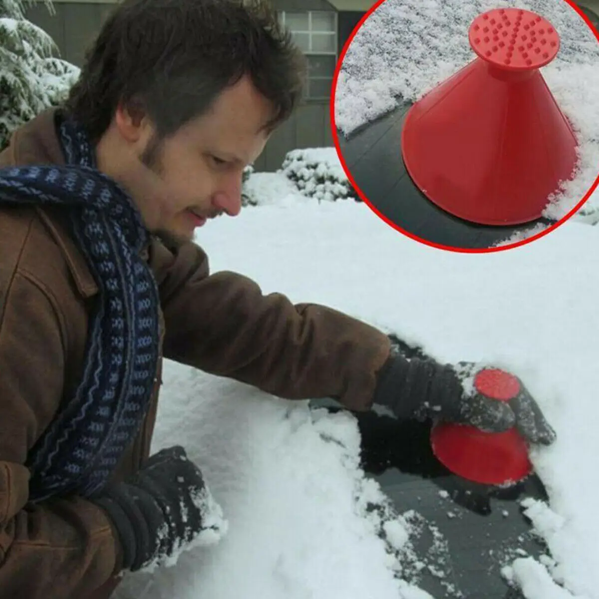 4pcs Windshield Snow Remover Funnel Shaped Car Household Window Ice Snow Remover Multi Functional Winter Portable Snow Shovel