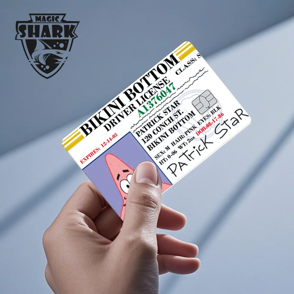 2026 Nieuwe Magic Shark Star Bob Geen Vervagen Cartoon Waterdichte Skin Cover Sticker Film voor Credit Debetkaart Grote Kleine Chip