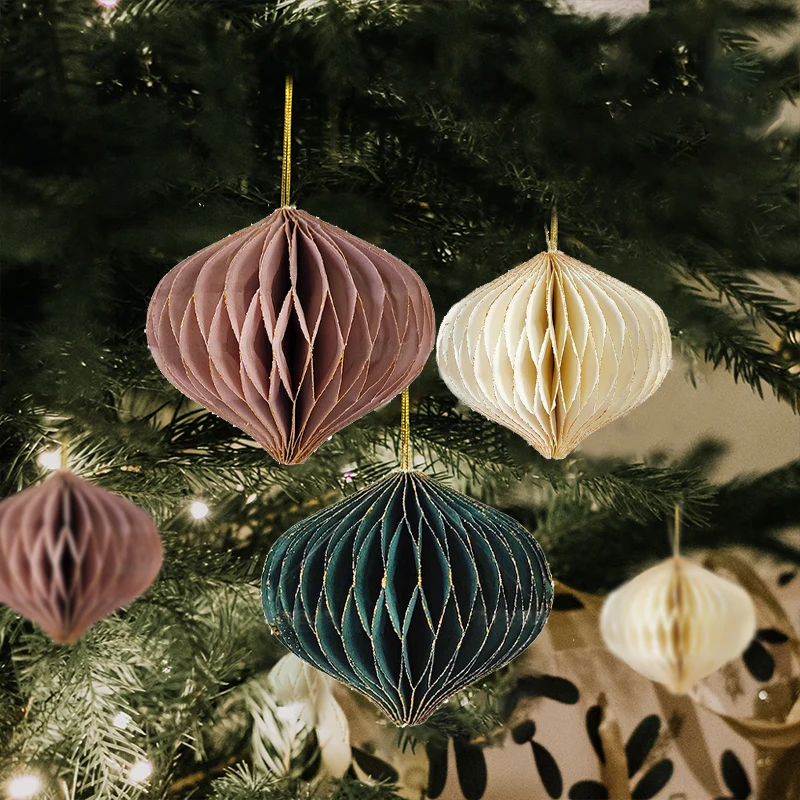 1pc Honeycomb Ball Pendants Mini Paper Lantern Xmas Tree Ball Hanging Ornaments Christmas Home Decorations New Year Gift 2025