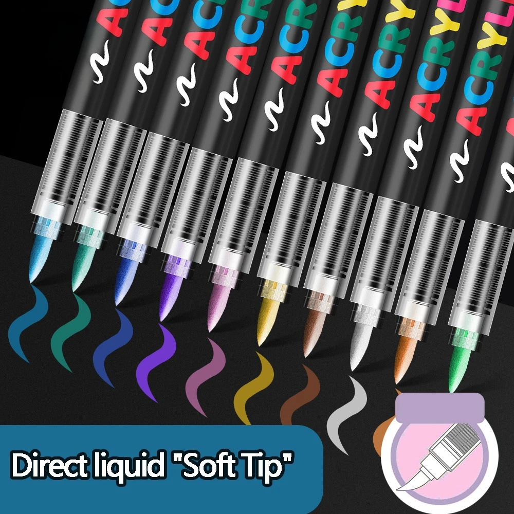

12 Colors Art Markers Acrylic Markers Direct liquid Type for Painting Comic Drawing Halloween Painting DIY Art School Supplies