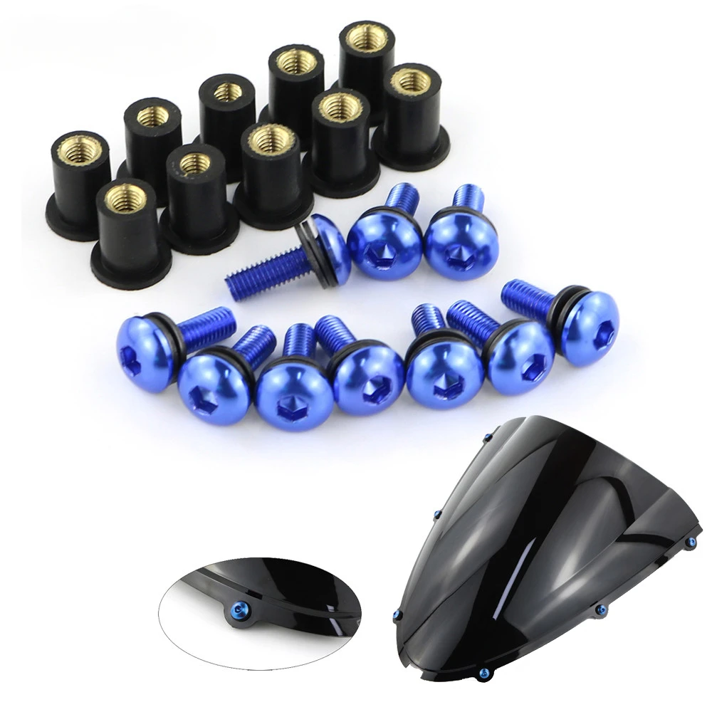 10 teile/satz Kit Motorrad M5 15mm Metrische Gummi Gut Muttern Windschutzscheibe Verkleidung Gugel Eloxiertem Aluminium Moto Schrauben Schrauben – Detail 7