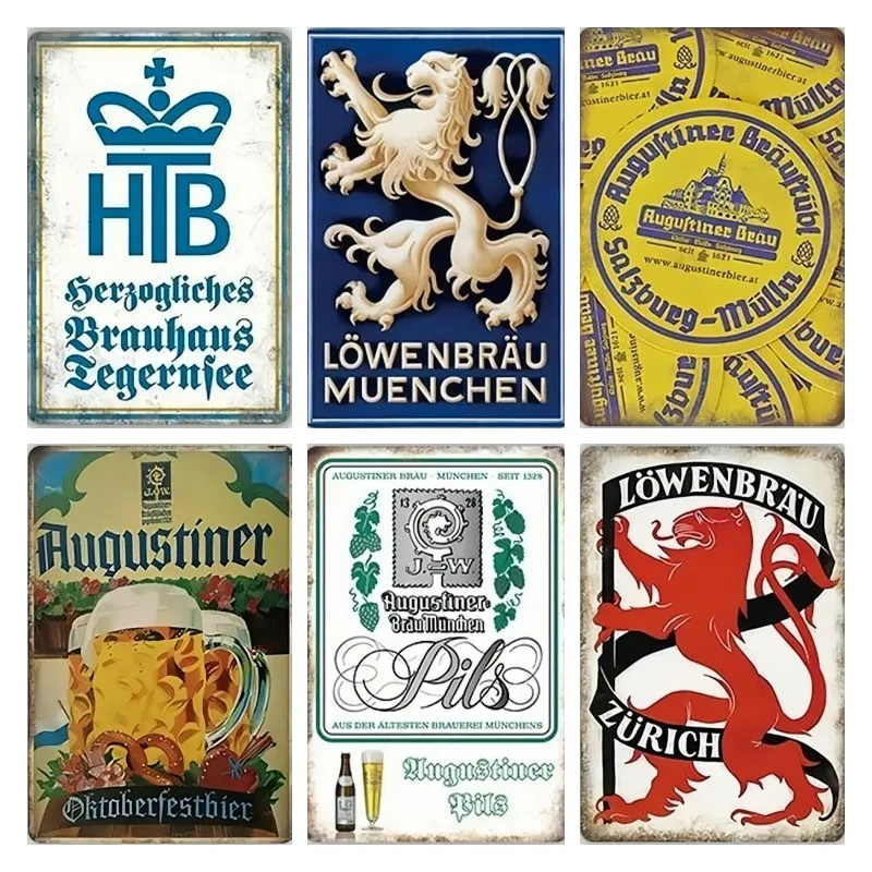 Vintage Germany Beer Brand Plaque Metal Tin Sign Decoration for Pub Man Cave Kitchen Club Bar Home Decor