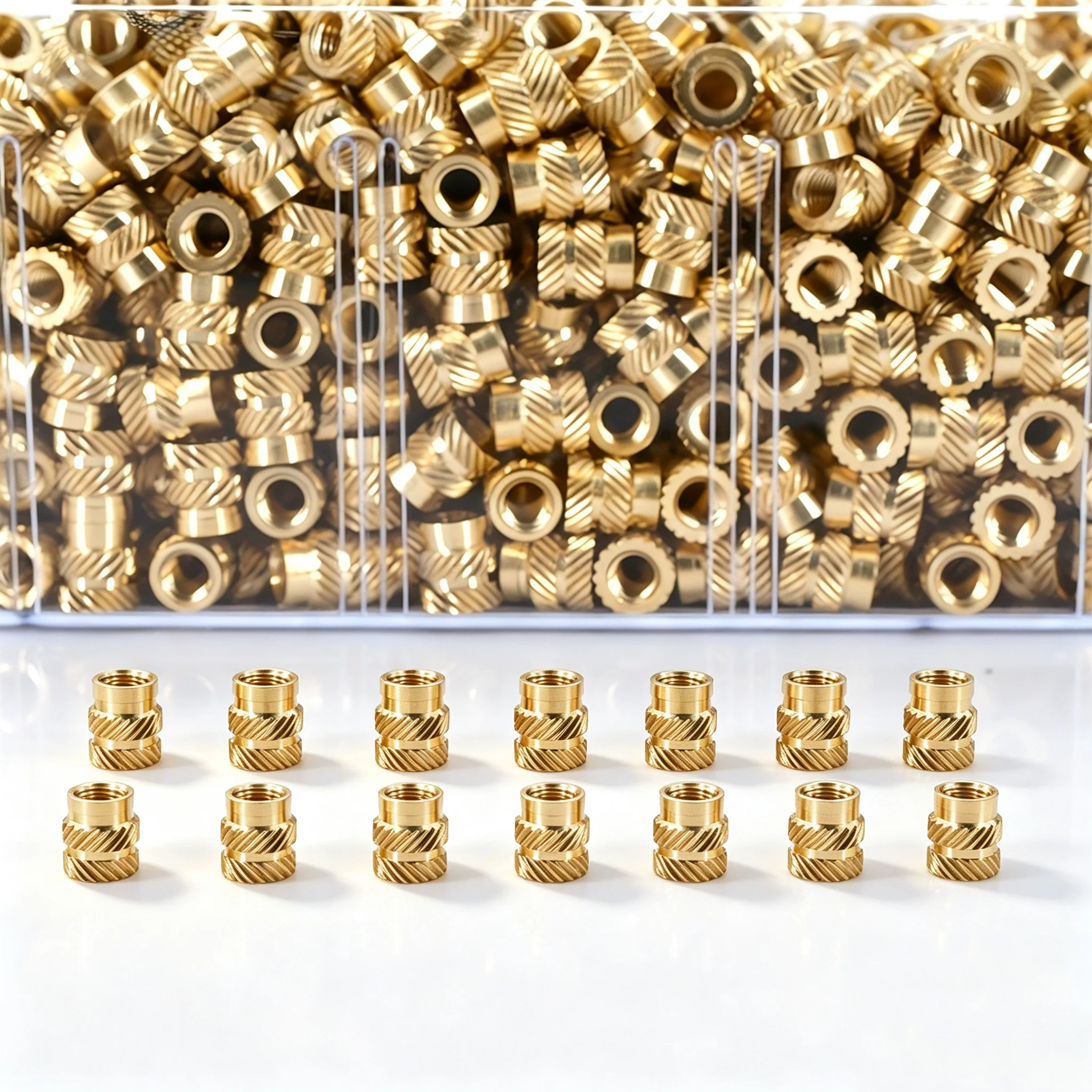 900/200Pcs Threaded Inserts Heat Set Insert High-Tensile Strength 3D Printed Object PLA ABS PETG Brass Knurled M2 M3 Plastic Nut