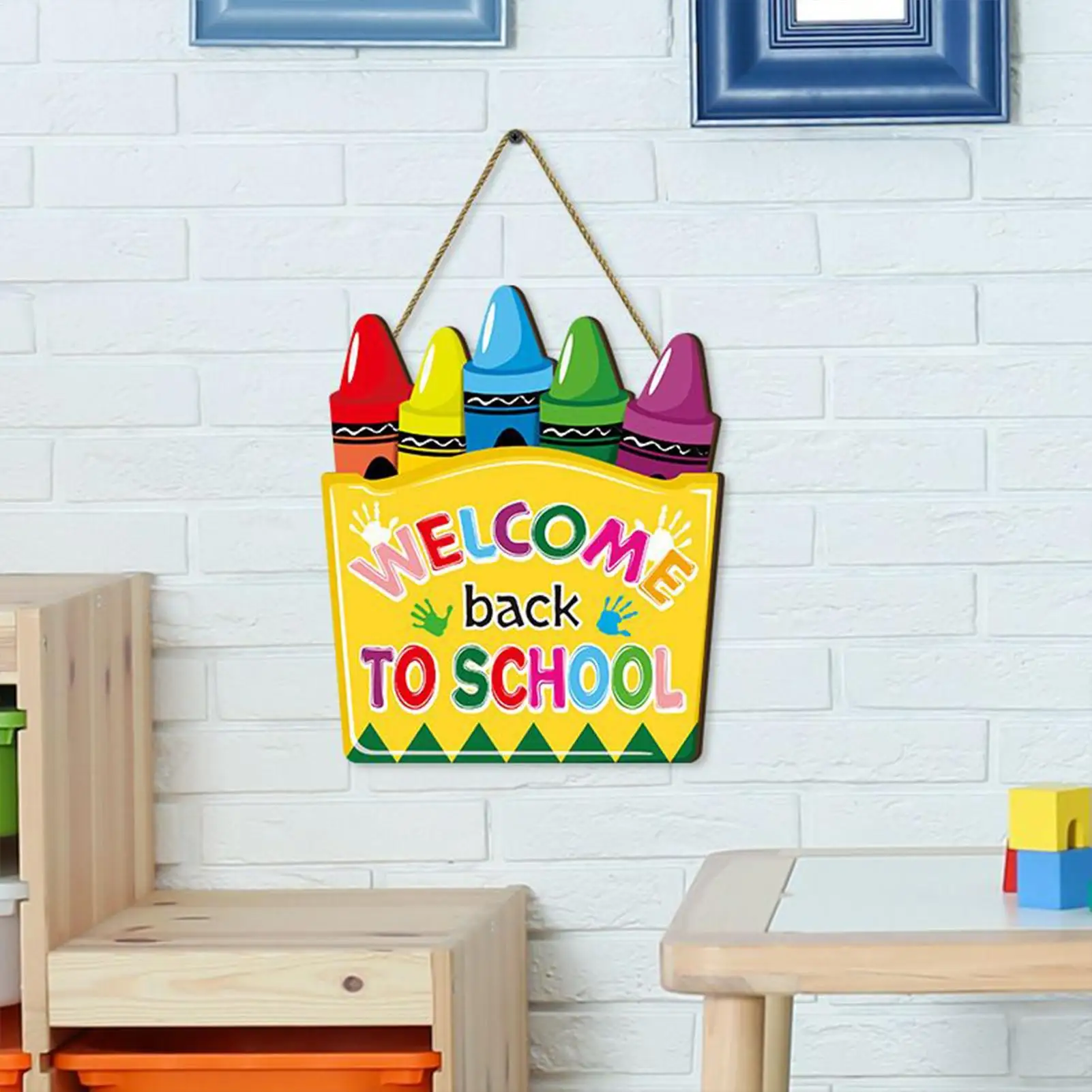 Welcome Sign For Classroom Door Crayon Door Sign School Board Wooden Board Party Decorations For Kids Teacher Student