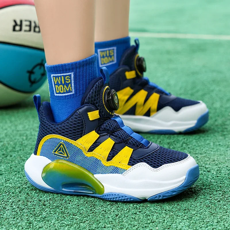 

Children's Basketball Shoes 2024 Summer and Autumn Boys' Breathable Anti-Slip Sports Shoes for Middle and Large Children