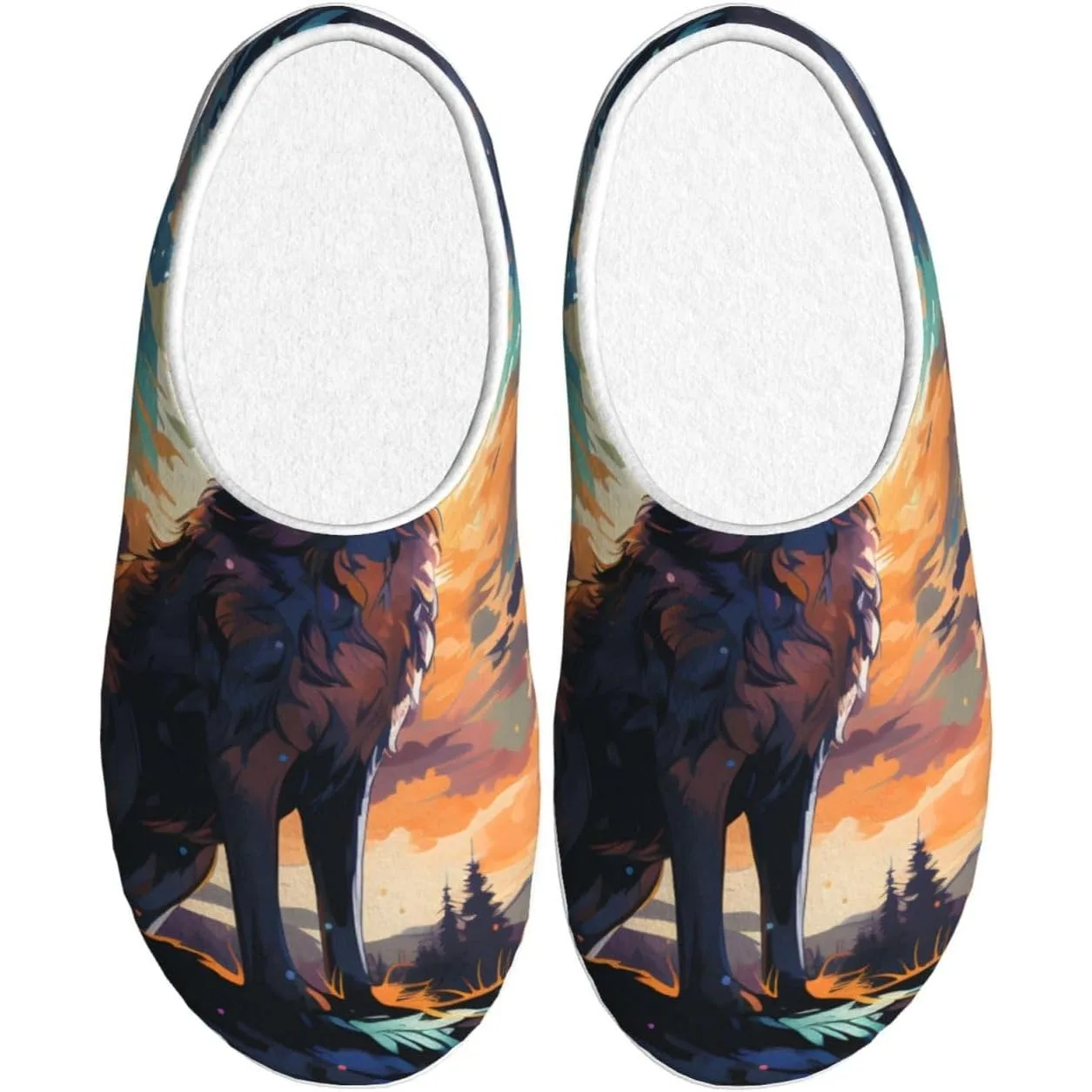 

The Wolf Growls Women’s Cozy Slippers Soft Cotton Indoor & Outdoor House Slippers With Anti-Slip Sole