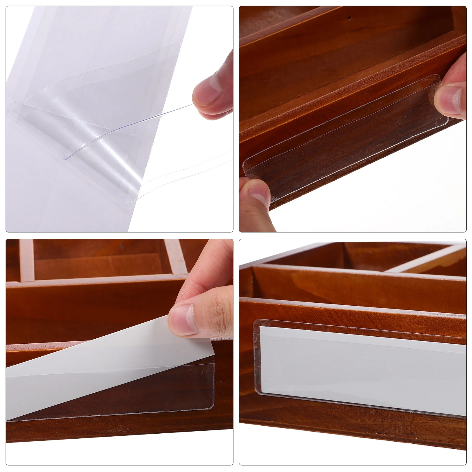 

1Set Adhesive Label Holders Transparent Pockets with Paper Inserts for Kitchen Office Classroom Organization Adhesive Pockets