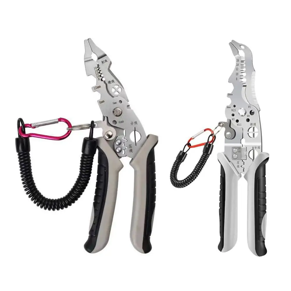 Multi-Function Professional Elbow Wire Stripper Pliers Crimping Tool Electrician Wire Crimping Cutter Wiring Scissors Hand Tool