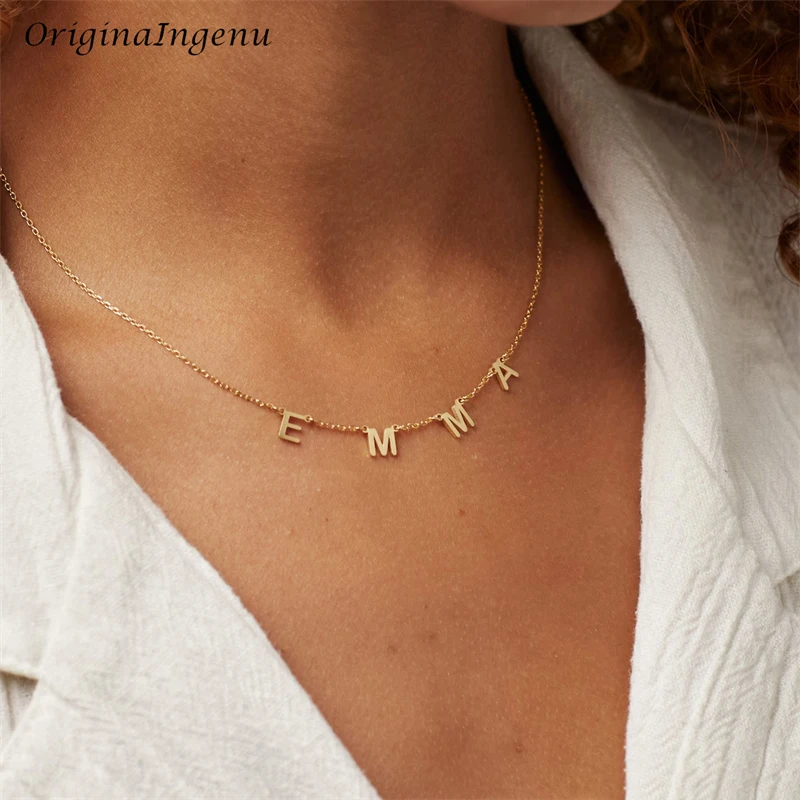 Collana con nome iniziale riempito in oro 14 carati collana girocollo con nome personalizzato collana Boho con gioielli resistenti all'appannamento per le donne