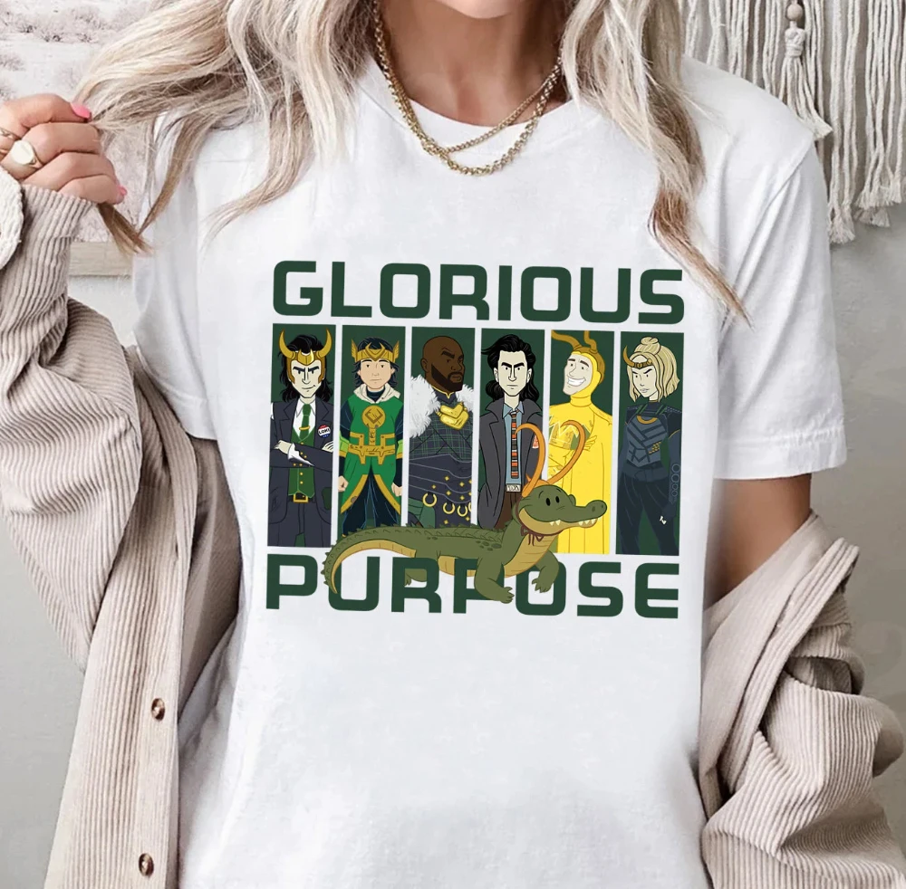 Marvel Loki Variante Cocodrilo Loki Glorious Mission Camiseta, Marvel Comics Camisa Unisex Algodón Puro Camiseta Casual para Todas Las Estaciones